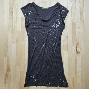 Grey Sequinned Velvet brand Dress, cowl Neck